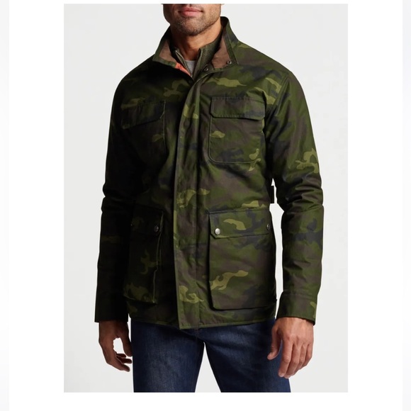 NEW Peter Millar Men's XL Olive Branch Camo Waxed Cotton Field Jacket $328 (A-4) - Picture 6 of 8